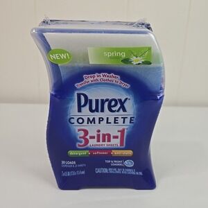 Purex Complete 3-in-1 Laundry Sheets Dispenser 20 Loads HTF Spring Oasis NOS NEW
